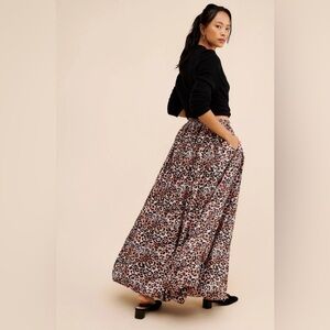 Anthropologie Leopard Print Maxi Skirt